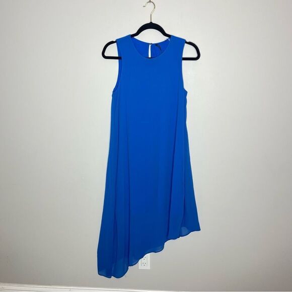 $398 Kobi Halperin Women's Blue Pixie Asymmetric Georgette Midi Dress Size NWOT - Picture 2 of 11